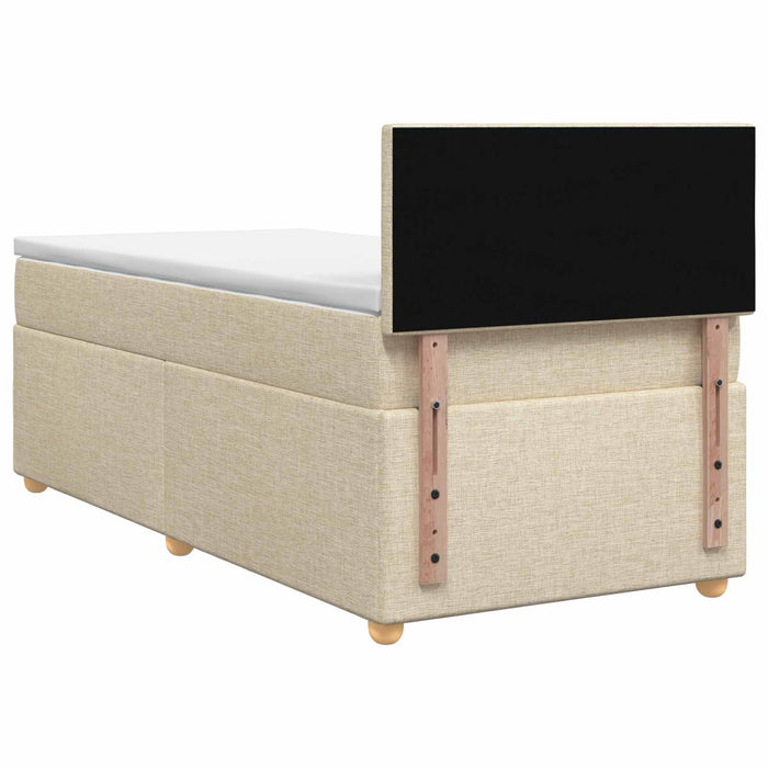 Pat boxspring cu saltea cu headboard Crem 100 x 200 cm Țesătură WALTI