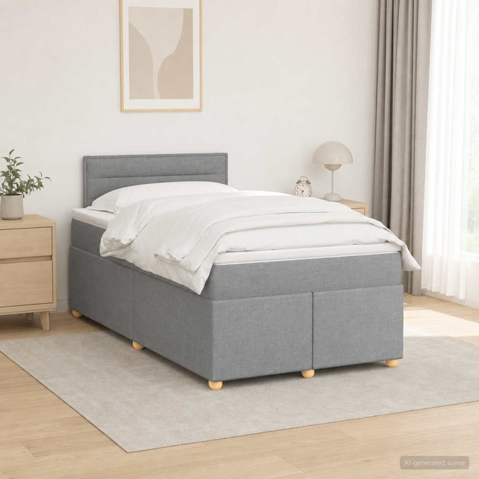 Pat boxspring cu saltea Gri deschis 120 x 190 cm Țesătură WALTI