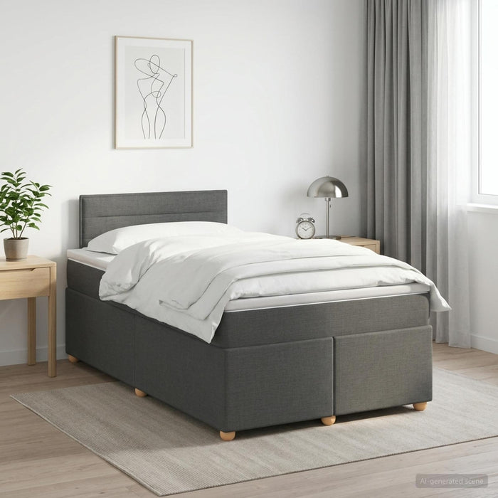 Pat boxspring cu saltea Gri închis 120 x 200 cm Țesătură WALTI