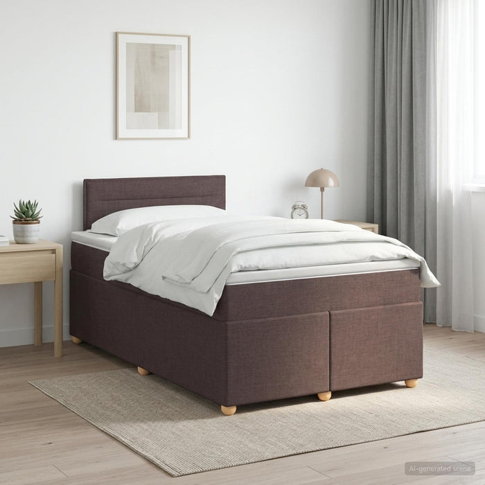Pat boxspring cu saltea Maro închis 120 x 190 cm Țesătură WALTI
