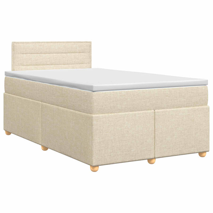 Pat boxspring cu saltea cu headboard Crem 120 x 190 cm Țesătură WALTI