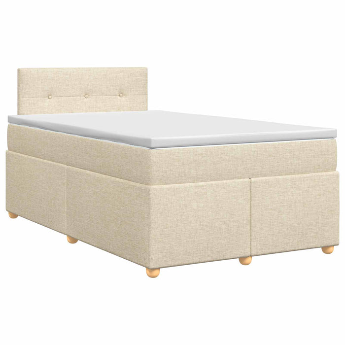Pat boxspring cu saltea cu headboard Crem 120 x 190 cm Țesătură WALTI