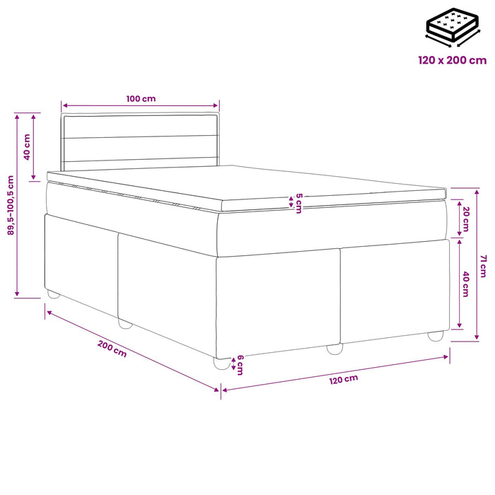 Pat boxspring cu saltea Maro închis 120 x 200 cm Țesătură - WALTI WALTI
