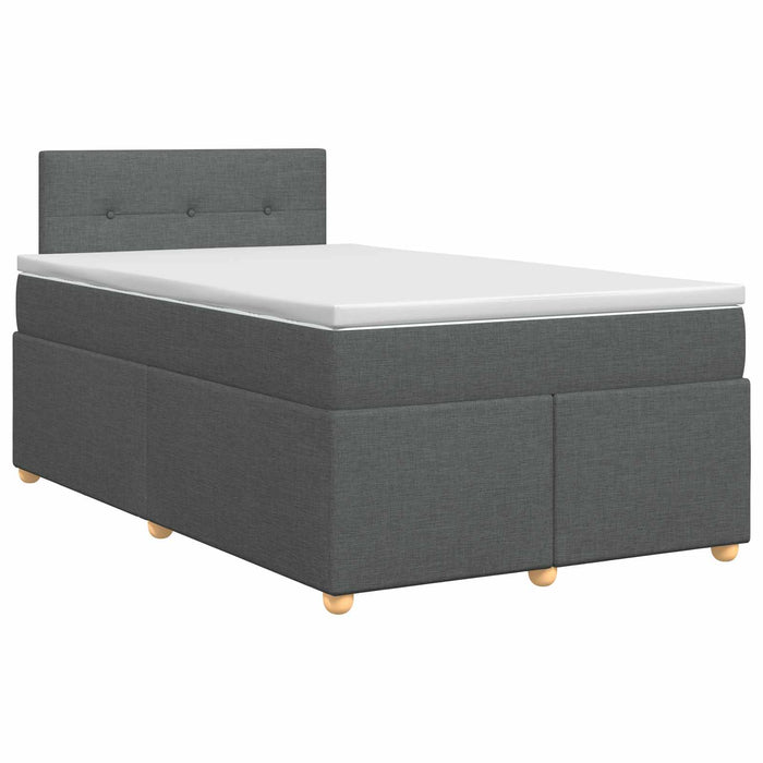 Pat boxspring cu saltea Gri închis 120 x 200 cm Țesătură WALTI