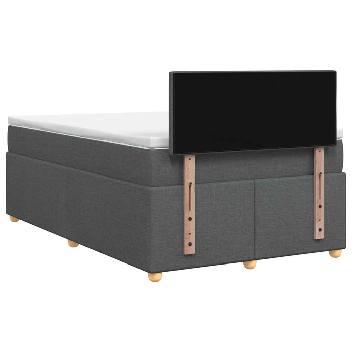 Pat boxspring cu saltea Gri închis 120 x 200 cm Țesătură WALTI