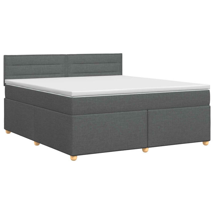 Pat boxspring cu saltea Gri închis 140 x 190 cm Țesătură - WALTI WALTI