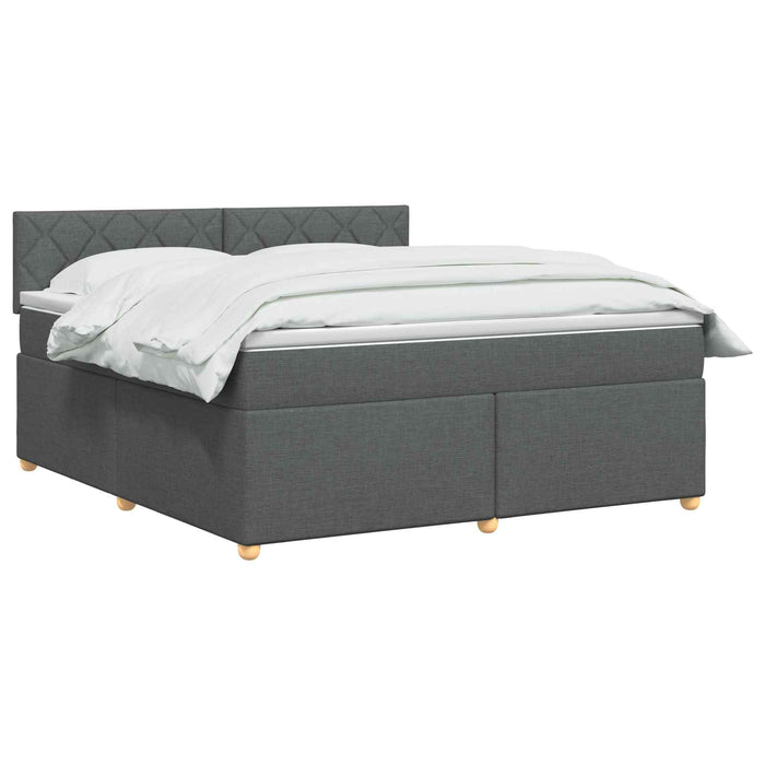 Pat boxspring cu saltea Gri închis 140 x 190 cm Țesătură WALTI