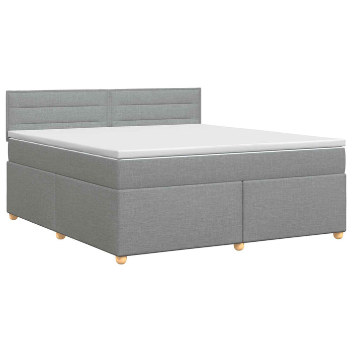 Pat boxspring cu saltea Gri deschis 140 x 200 cm Țesătură WALTI