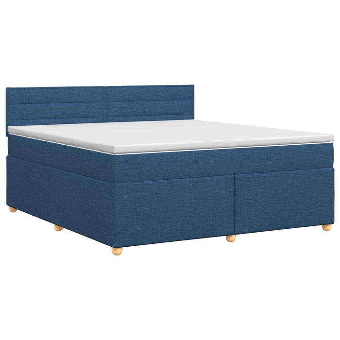 Pat boxspring cu saltea albastru 140 x 200 cm Țesătură WALTI