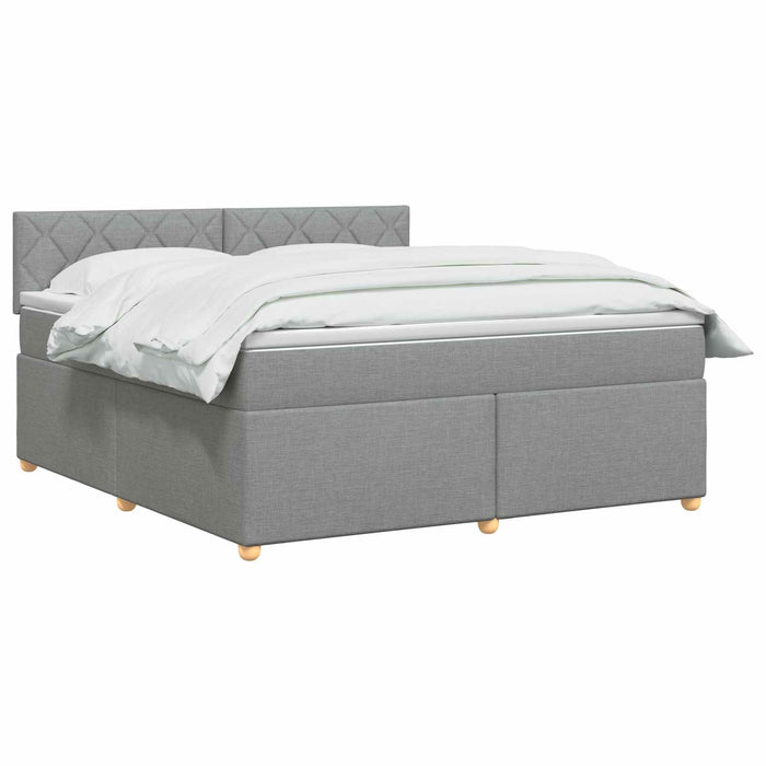 Pat boxspring cu saltea Gri deschis 140 x 200 cm Țesătură WALTI