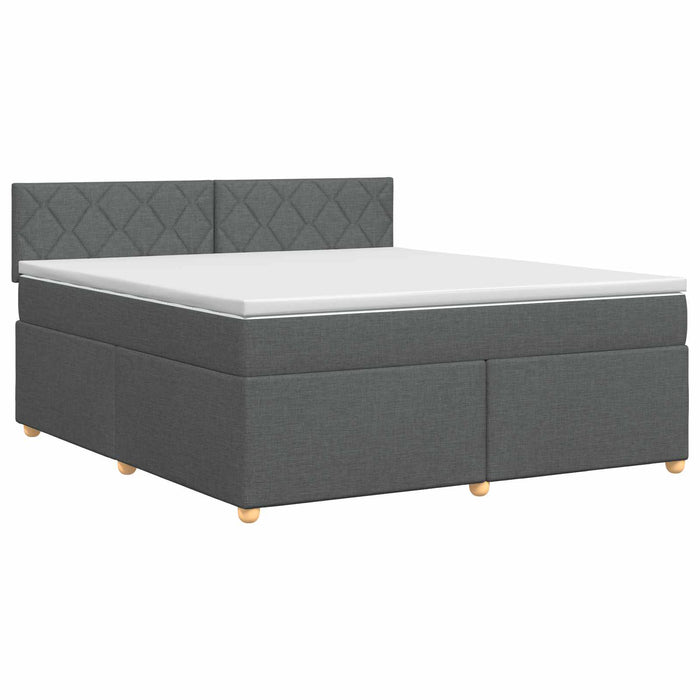 Pat boxspring cu saltea Gri închis 140 x 200 cm Țesătură WALTI