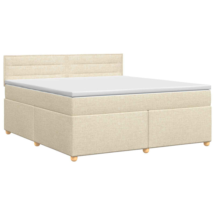 Pat boxspring cu saltea cu headboard Crem 160 x 200 cm Țesătură - WALTI WALTI