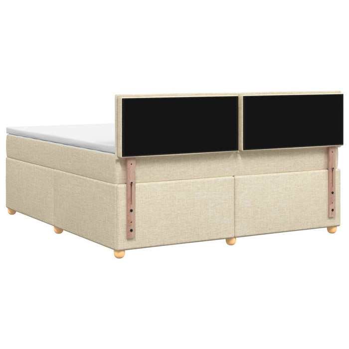 Pat boxspring cu saltea cu headboard Crem 160 x 200 cm Țesătură - WALTI WALTI