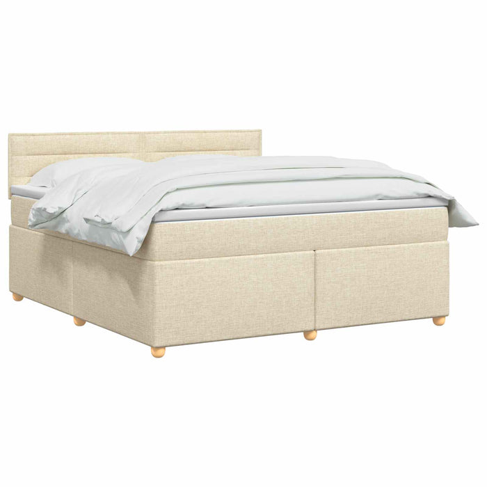 Pat boxspring cu saltea cu headboard Crem 160 x 200 cm Țesătură - WALTI WALTI