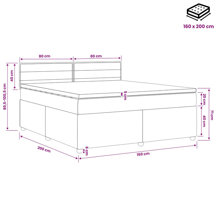 Pat boxspring cu saltea cu headboard Crem 160 x 200 cm Țesătură - WALTI WALTI