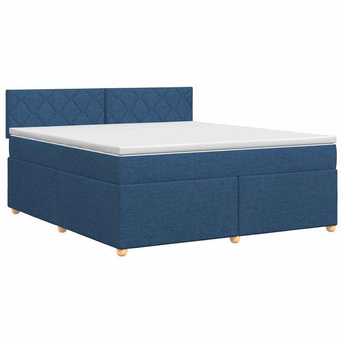 Pat boxspring cu saltea albastru 160 x 200 cm Țesătură WALTI