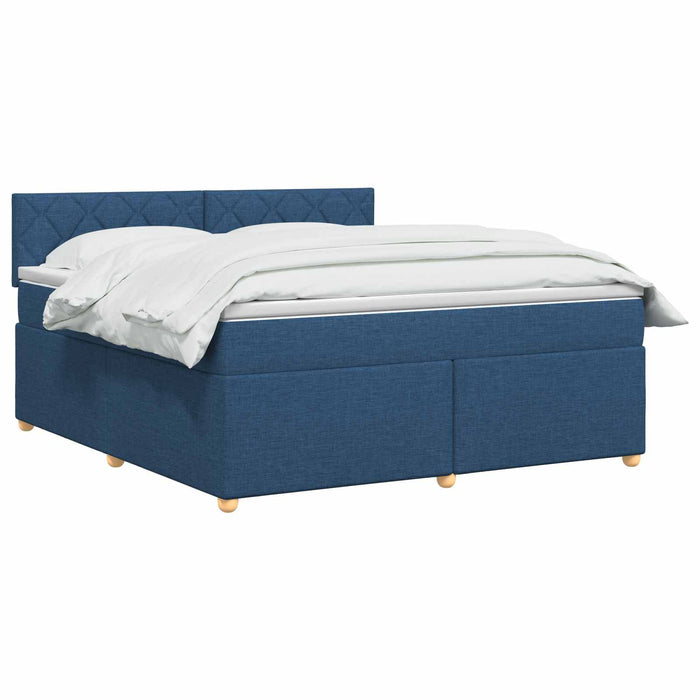 Pat boxspring cu saltea albastru 160 x 200 cm Țesătură WALTI