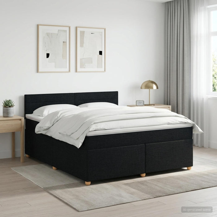 Pat boxspring cu saltea Negru 160 x 200 cm Țesătură WALTI