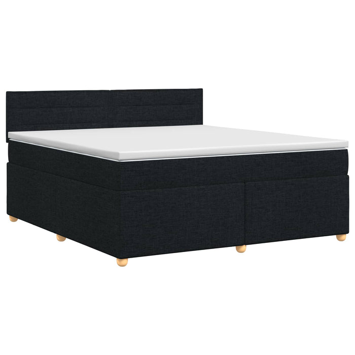 Pat boxspring cu saltea Negru 180 x 200 cm Țesătură WALTI