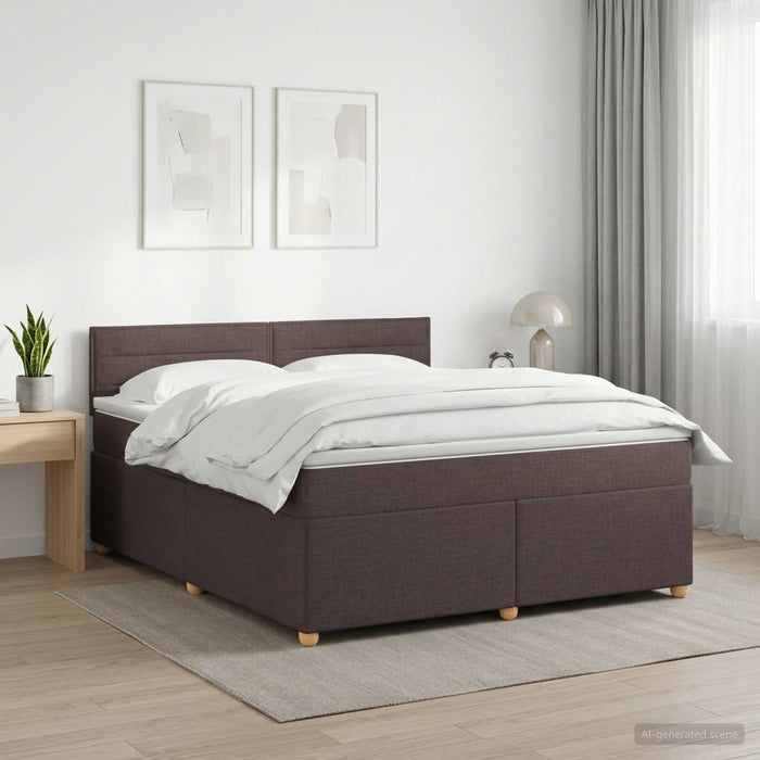 Pat boxspring cu saltea Maro închis 140 x 200 cm Țesătură - WALTI WALTI