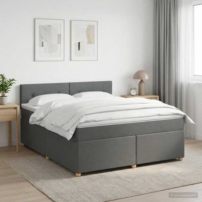 Pat boxspring cu saltea Gri închis 180 x 200 cm Țesătură WALTI