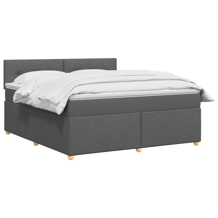 Pat boxspring cu saltea Gri închis 180 x 200 cm Țesătură WALTI