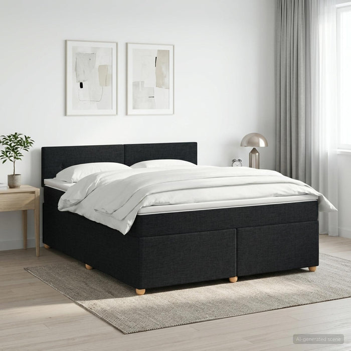 Pat boxspring cu saltea Negru 140 x 200 cm Țesătură - WALTI WALTI