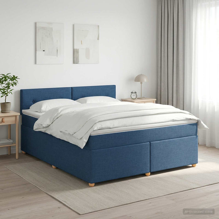 Pat boxspring cu saltea albastru 180 x 200 cm Țesătură - WALTI WALTI