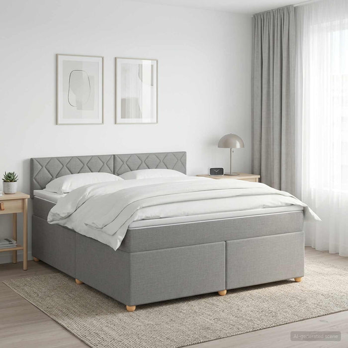 Pat boxspring cu saltea Gri deschis 140 x 200 cm Țesătură WALTI
