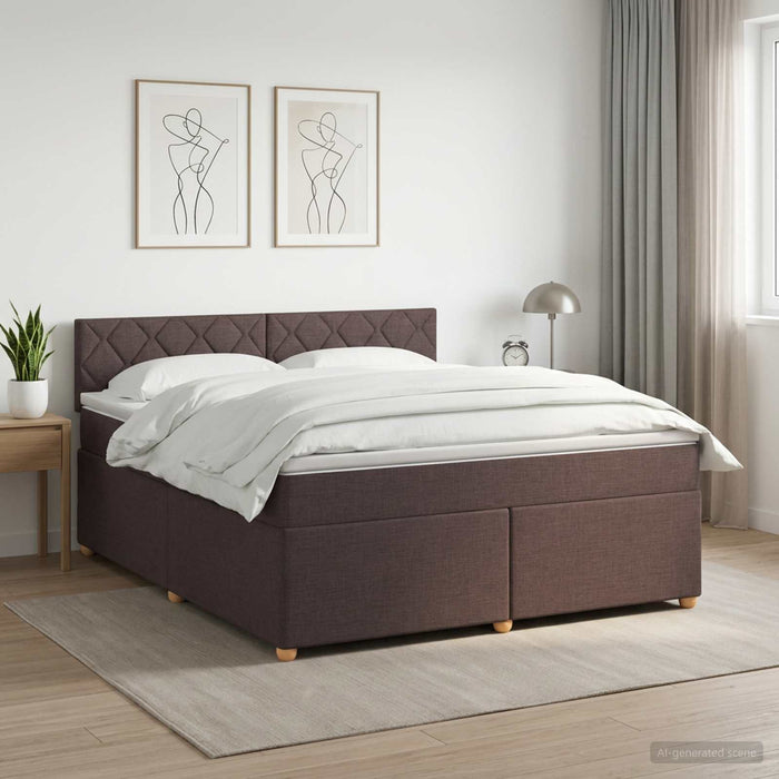 Pat boxspring cu saltea Maro închis 160 x 200 cm Țesătură WALTI