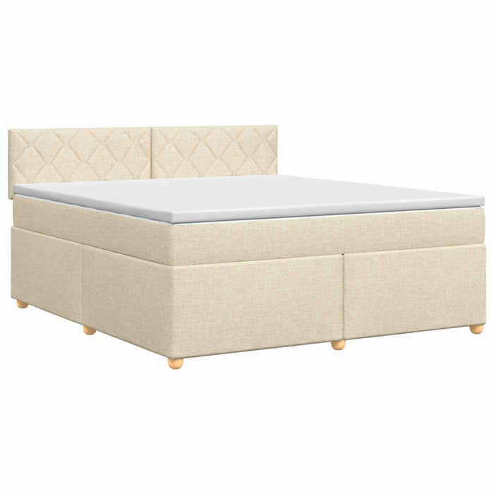 Pat boxspring cu saltea cu headboard Crem 180 x 200 cm Țesătură WALTI