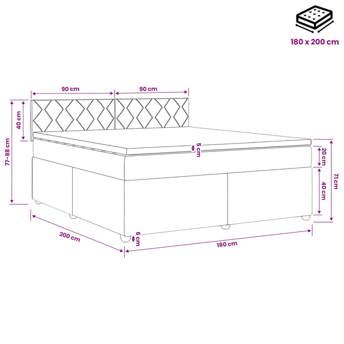 Pat boxspring cu saltea cu headboard Crem 180 x 200 cm Țesătură WALTI