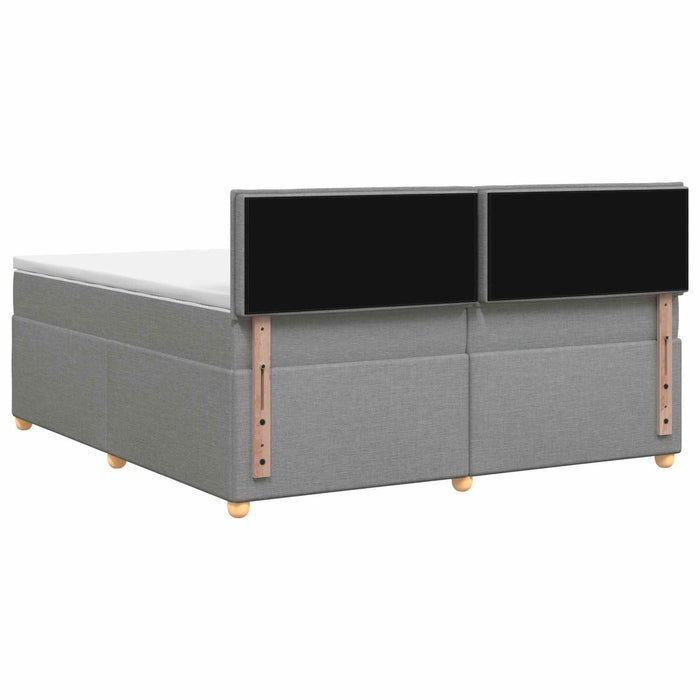 Pat boxspring cu saltea Gri deschis 200 x 200 cm Țesătură - WALTI WALTI