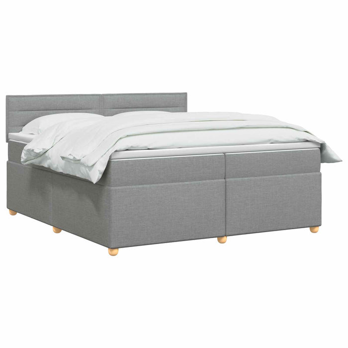 Pat boxspring cu saltea Gri deschis 200 x 200 cm Țesătură - WALTI WALTI