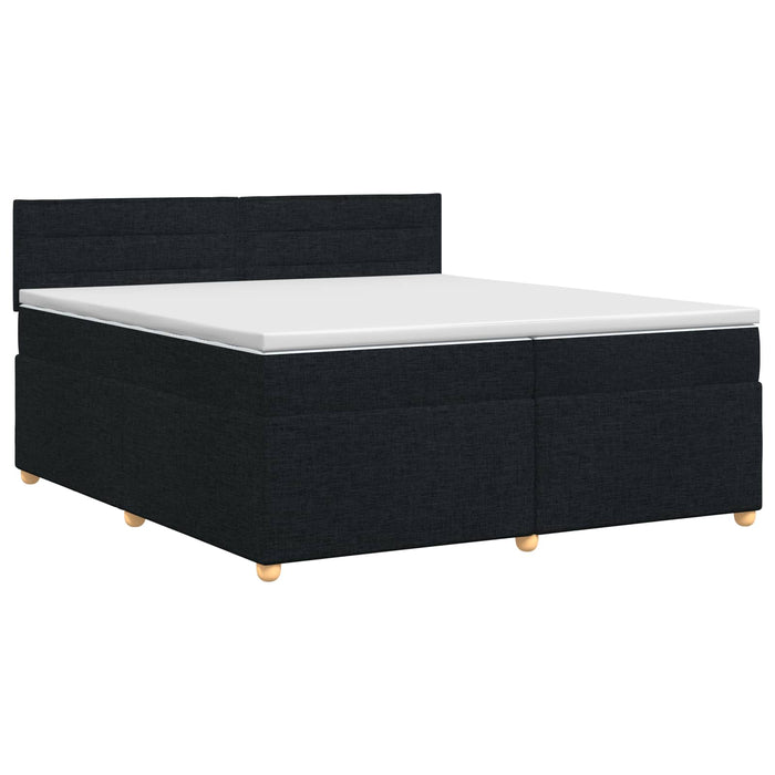 Pat boxspring cu saltea Negru 200 x 200 cm Țesătură - WALTI WALTI