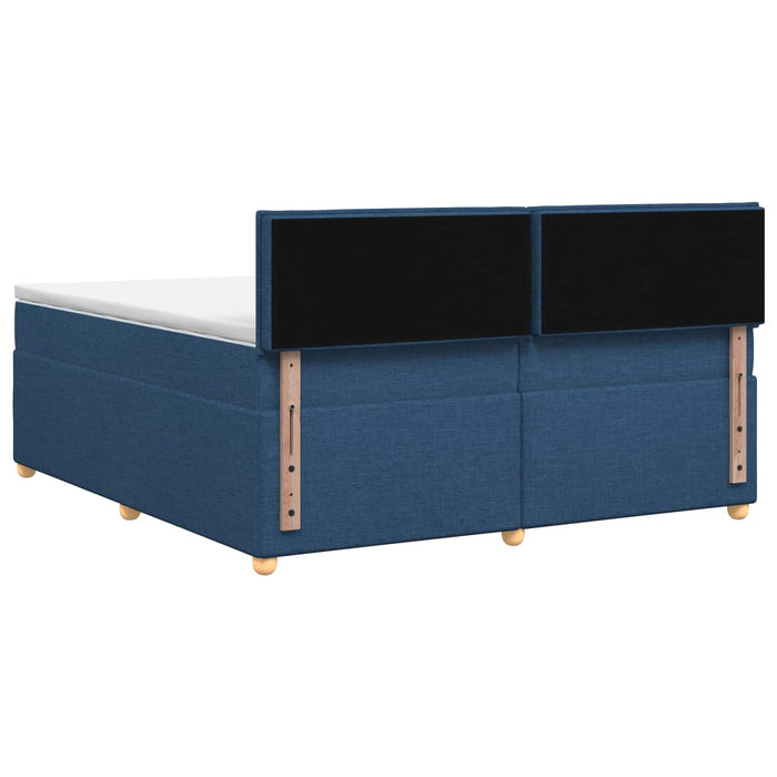 Pat boxspring cu saltea albastru 200 x 200 cm Țesătură WALTI