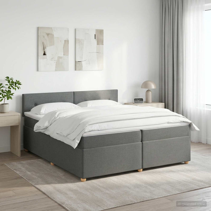 Pat boxspring cu saltea Gri închis 200 x 200 cm Țesătură - WALTI WALTI