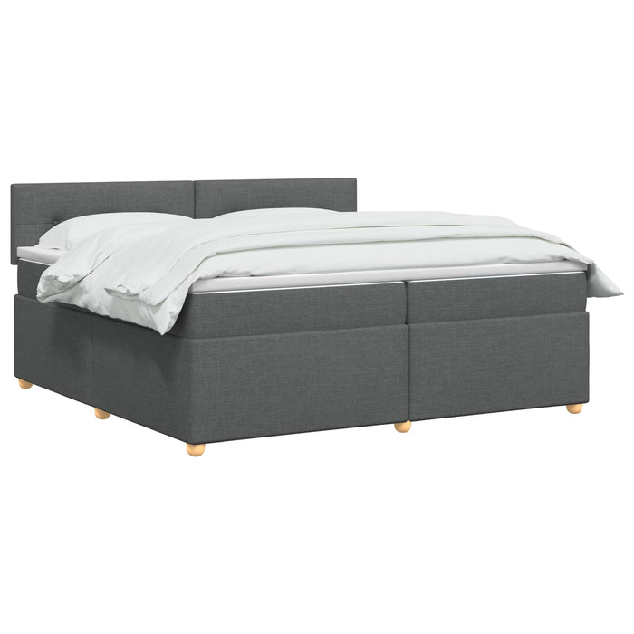 Pat boxspring cu saltea Gri închis 200 x 200 cm Țesătură - WALTI WALTI