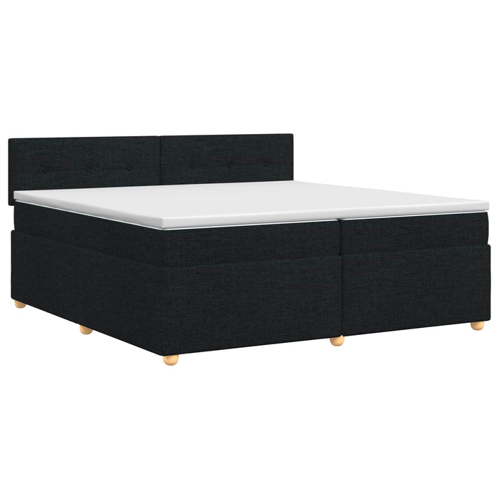Pat boxspring cu saltea Negru 200 x 200 cm Țesătură - WALTI WALTI