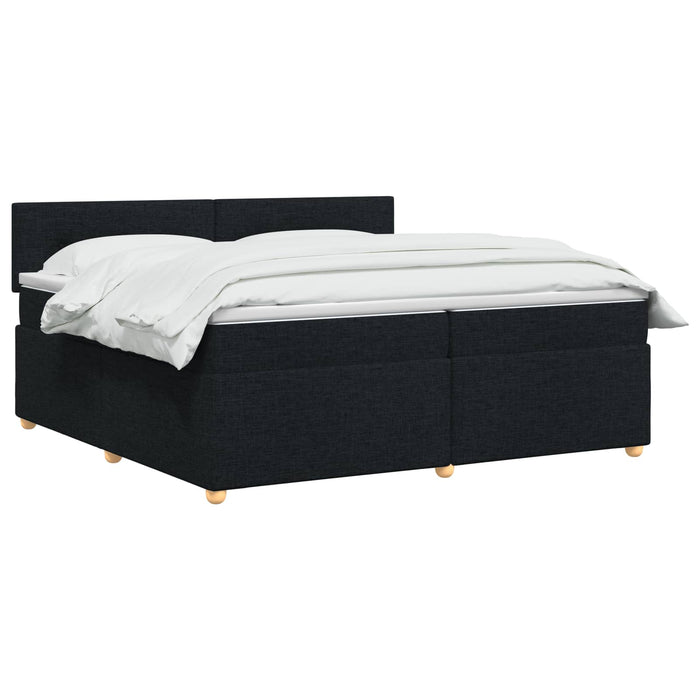 Pat boxspring cu saltea Negru 200 x 200 cm Țesătură - WALTI WALTI