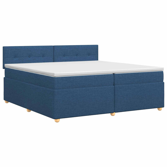 Pat boxspring cu saltea albastru 200 x 200 cm Țesătură WALTI