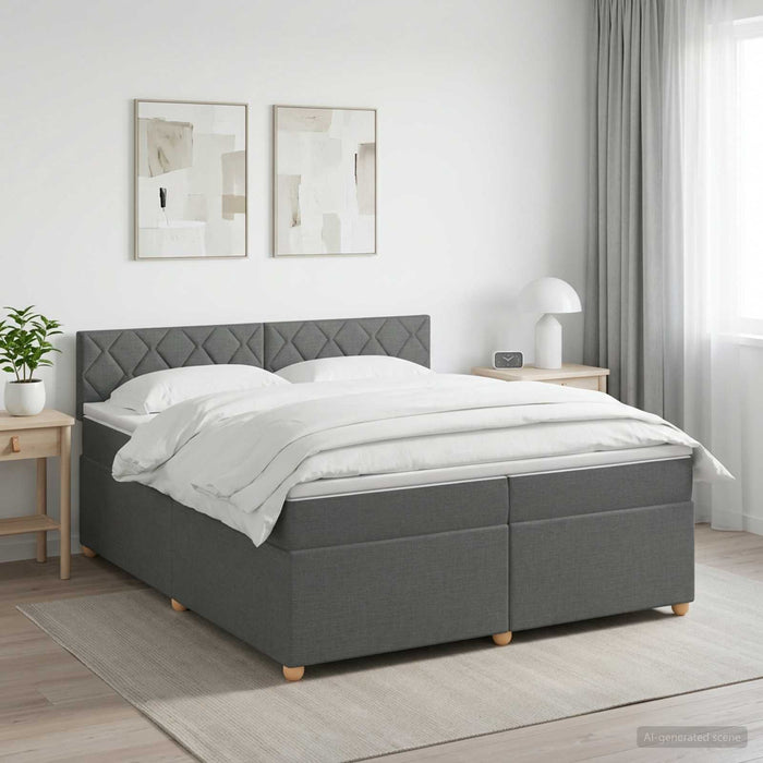 Pat boxspring cu saltea Gri închis 200 x 200 cm Țesătură - WALTI WALTI