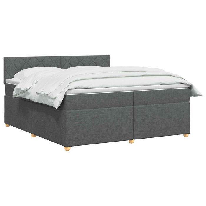 Pat boxspring cu saltea Gri închis 200 x 200 cm Țesătură - WALTI WALTI