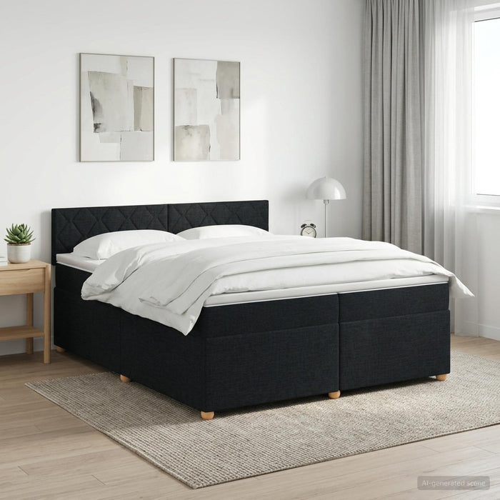 Pat boxspring cu saltea Negru 200 x 200 cm Țesătură WALTI