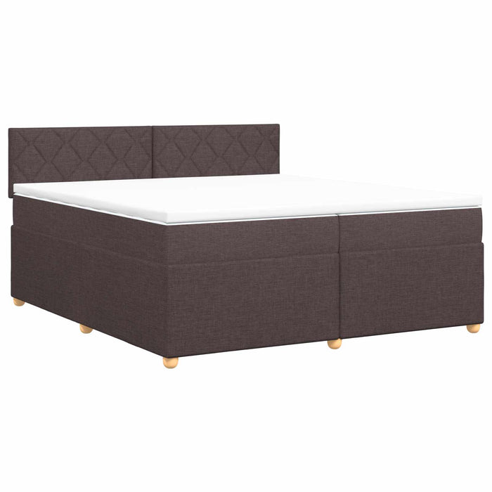 Pat boxspring cu saltea Maro închis 200 x 200 cm Țesătură WALTI