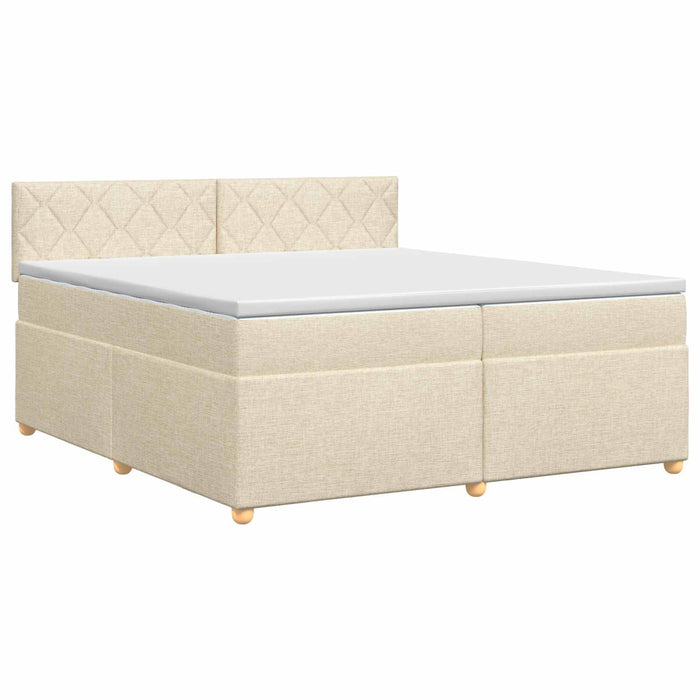 Pat boxspring cu saltea cu headboard Crem 200 x 200 cm Țesătură - WALTI WALTI
