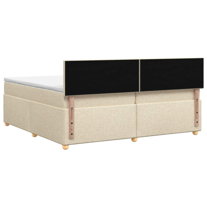 Pat boxspring cu saltea cu headboard Crem 200 x 200 cm Țesătură - WALTI WALTI