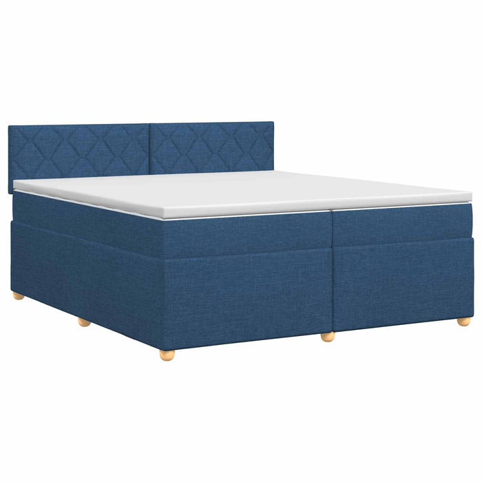 Pat boxspring cu saltea albastru 200 x 200 cm Țesătură WALTI