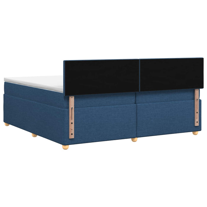 Pat boxspring cu saltea albastru 200 x 200 cm Țesătură WALTI