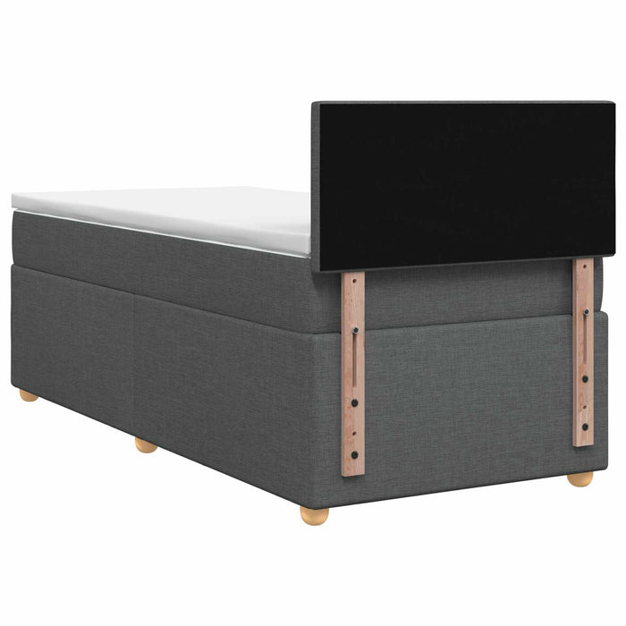 Pat boxspring cu saltea Gri închis 90 x 190 cm Țesătură WALTI